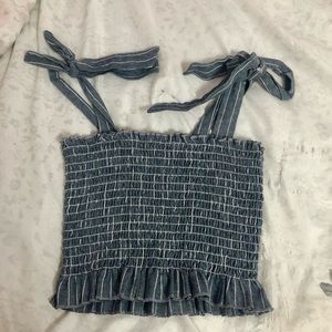 Blue and white striped tank top